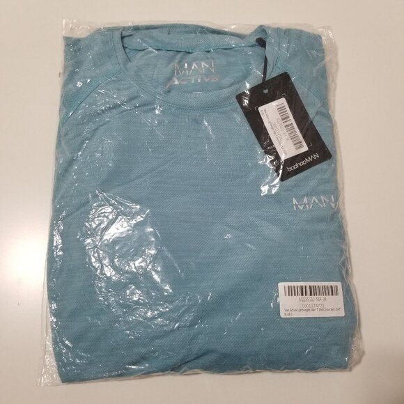 NWT Boohoo‎ MAN ACTIVE GYM LIGHTWEIGHT T SHIRT SHORT SET Size L Color Light Blue - Picture 4 of 6